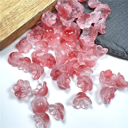 Czech Glass Beads Flower 12mm Iridescent Crystal Clear 50pcs 17