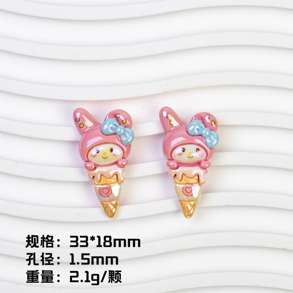Ice Cream Character Resin Beads Glossy Pastel Colors 20pcs 7