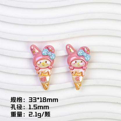 Ice Cream Character Resin Beads Glossy Pastel Colors 20pcs 7