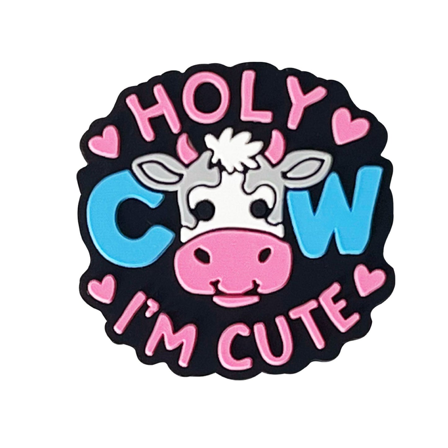 Silicone Focal Beads Cow Chick Pink Glasses Quirky Design 20pcs 7