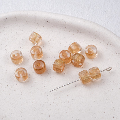 Clear Glitter Resin Barrel Beads 6 8mm Mixed Colors 50pcs 9