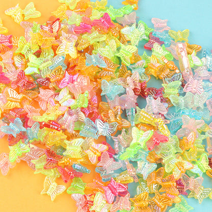 Transparent Flat Butterfly Acrylic Beads 16x13mm Pastel Colors 2pcs 3