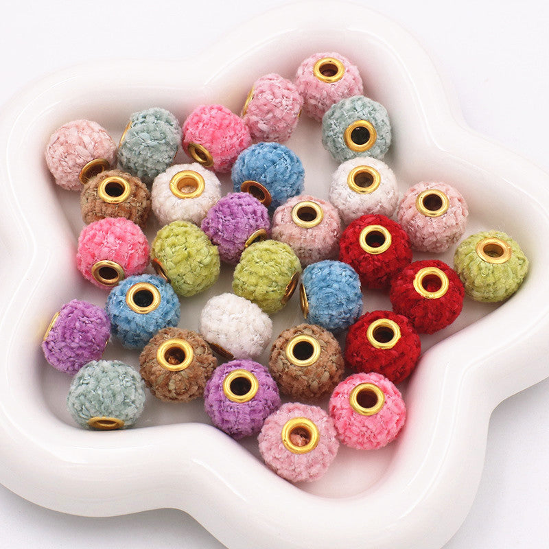 Fabric Woven Spacer Beads 15mm Mixed Colors 40pcs 2