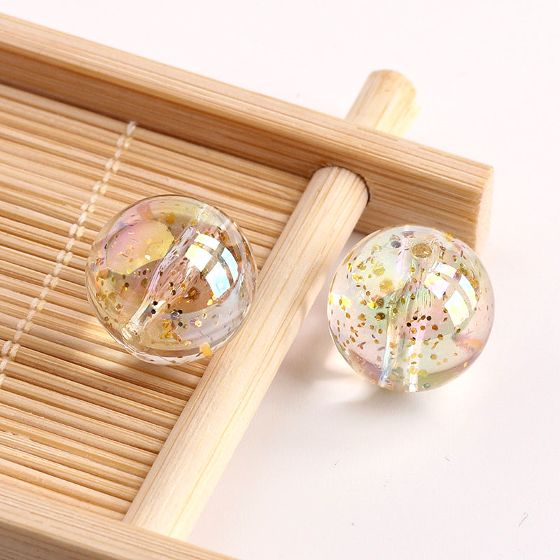 Plated Bubblegum Beads 18-20mm Transparent Mylar Flakes Filled 100g 10