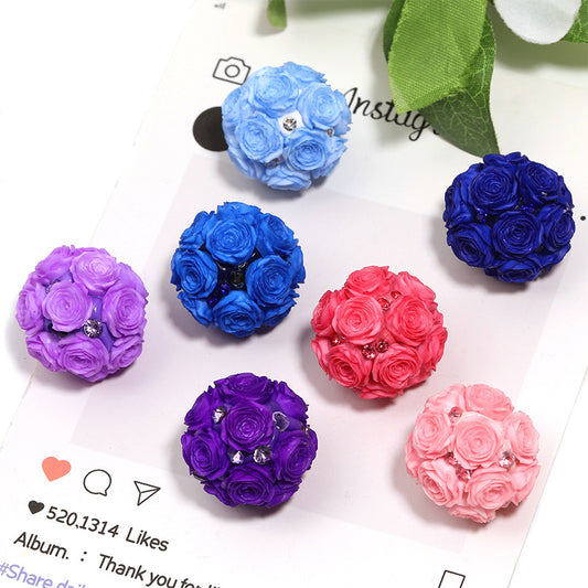 Floral Bubblegum Beads 21mm Fancy Rose Cluster Polymer Clay 10pcs 2