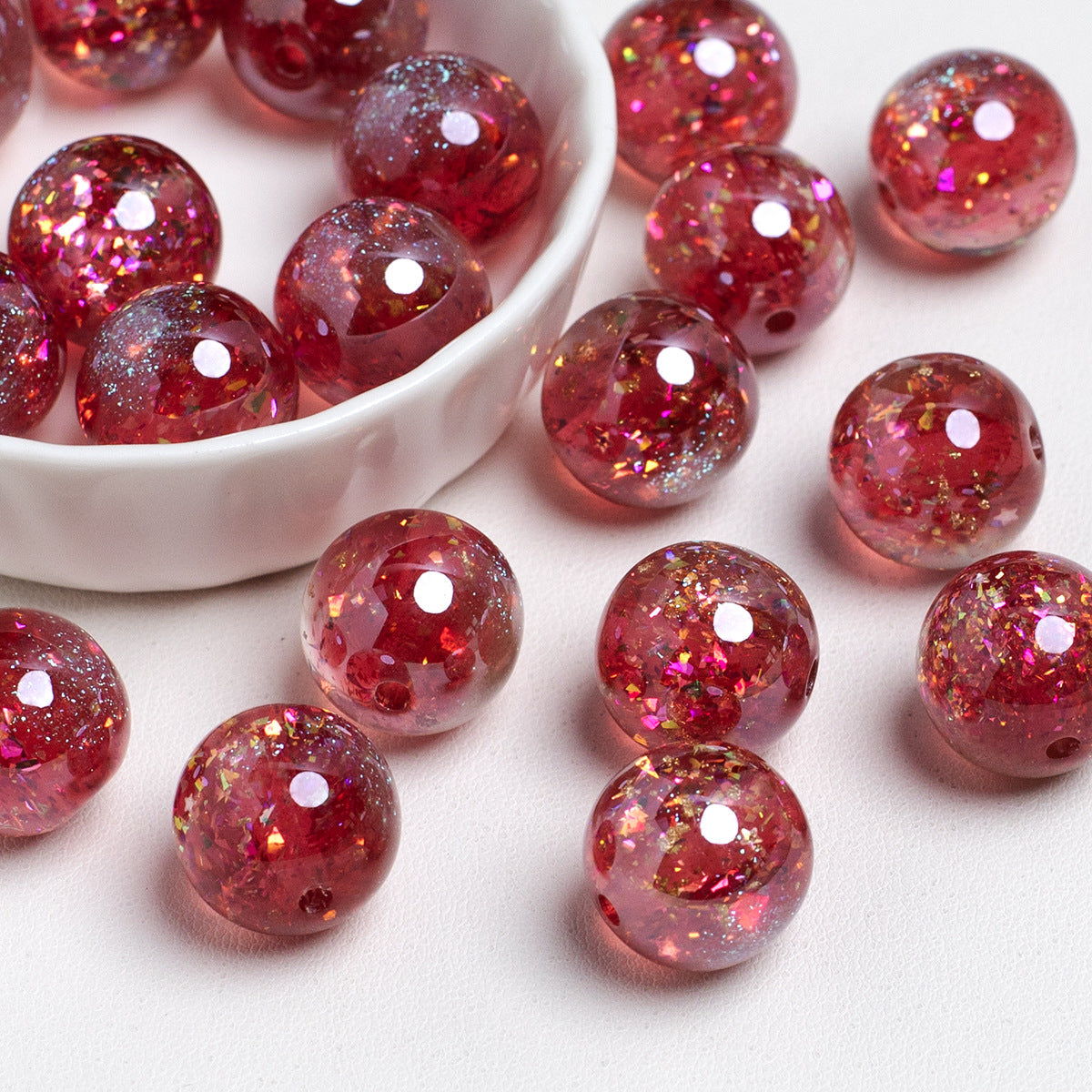 Shimmer Glitter Filled Resin Beads 16mm Round Mixed Colors 10pcs 8