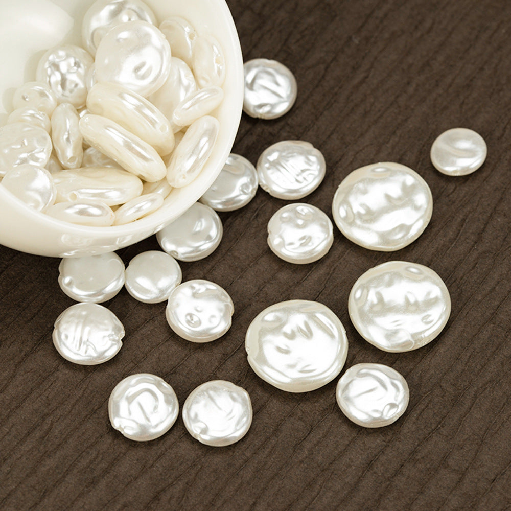 Imitation Baroque Flat Acrylic Beads 8-10-12mm Irregular ABS Plastic 100pcs 4
