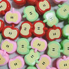 Painted Half Apple Acrylic Beads 16.53*17.76mm Glossy Mixed Colors 10pcs 5