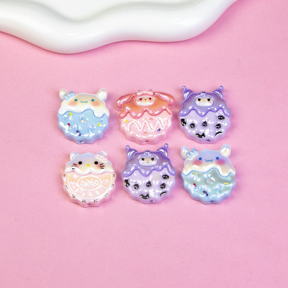 Plating Sanrio Series Cookies Resin Beads Pastel Frosted 10pcs 4