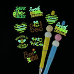 Silicone Focal Beads Animal Bee Glow In The Dark Honeycomb With Text 20pcs 4