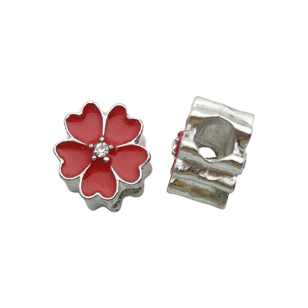 Flower Metal Beads 11mm Colorful Cherry Enamel Zinc Alloy 20pcs 8