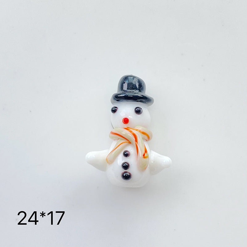 Hand Painted 3D Christmas Lampwork Glass Beads Snowman Santa Motifs 1pc 7