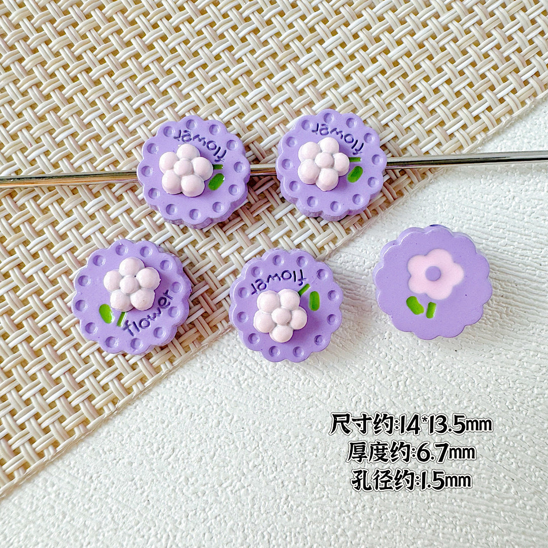 Disc Metal Beads 13mm Baking Painted Rabbit and Flower Alloy 10pcs 20