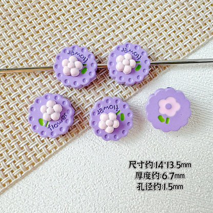 Disc Metal Beads 13mm Baking Painted Rabbit and Flower Alloy 10pcs 20