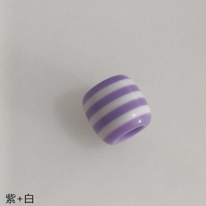 Striped Resin Beads 12mm Large Hole Multicolor Chunky 100pcs 9