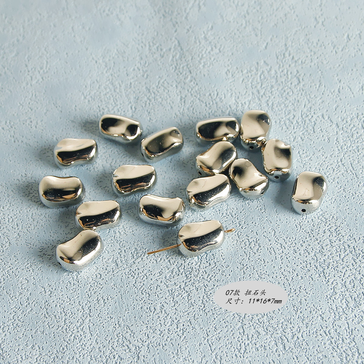 Plating Irregular Shaped Acrylic Beads Metal Colored Silver 100pcs 12