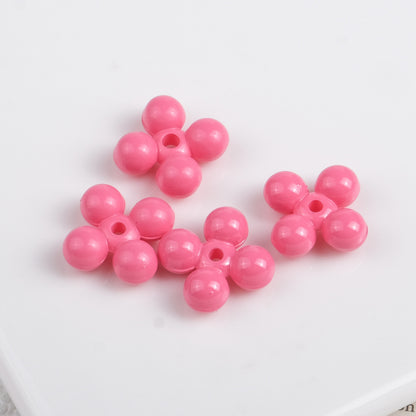 Acrylic Round Four Leaf Petal Spacer Beads 10mm Colored Baking Painted 100pcs 10