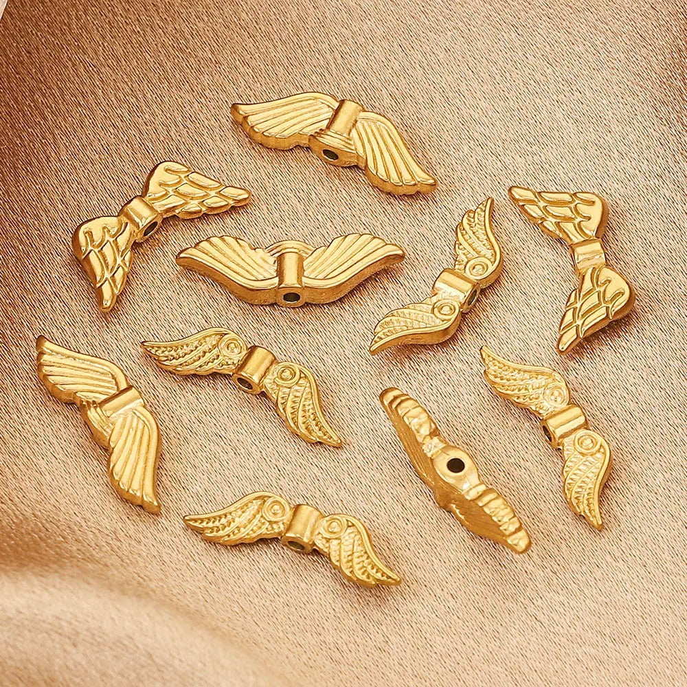 Stainless Steel Wings Metal Beads 18mm Color Retaining 5pcs 3