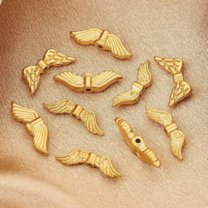 Stainless Steel Wings Metal Beads 18mm Color Retaining 5pcs 3