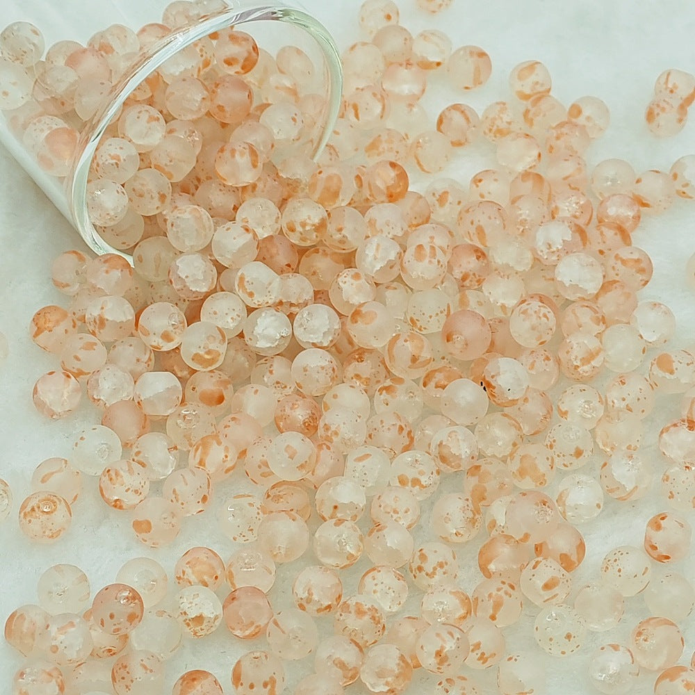 Frosted Round Glass Beads 6mm Colorful Speckled Matte Finish 50pcs 13