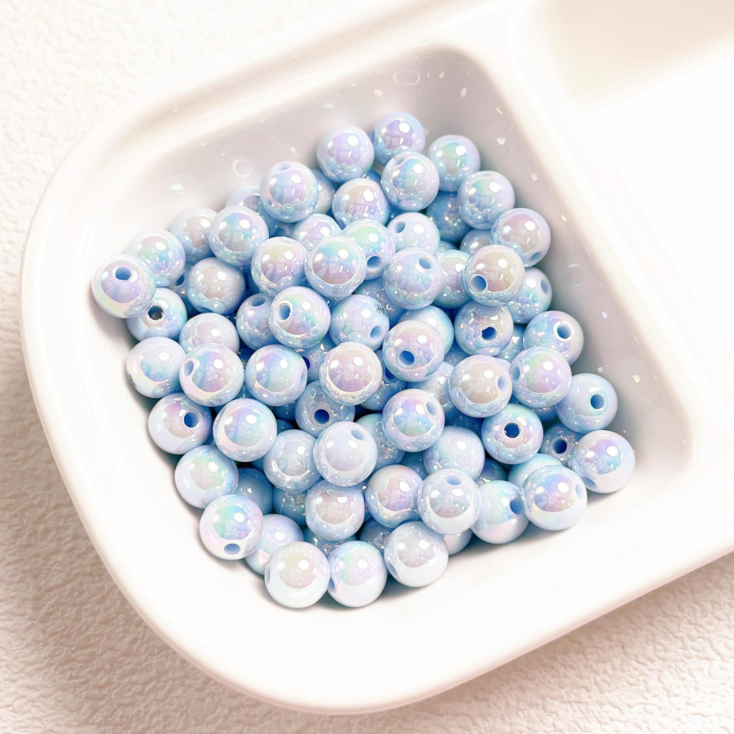 Glow Acrylic Beads 8-12mm Iridescent Plated Pastel Colors 30pcs 9