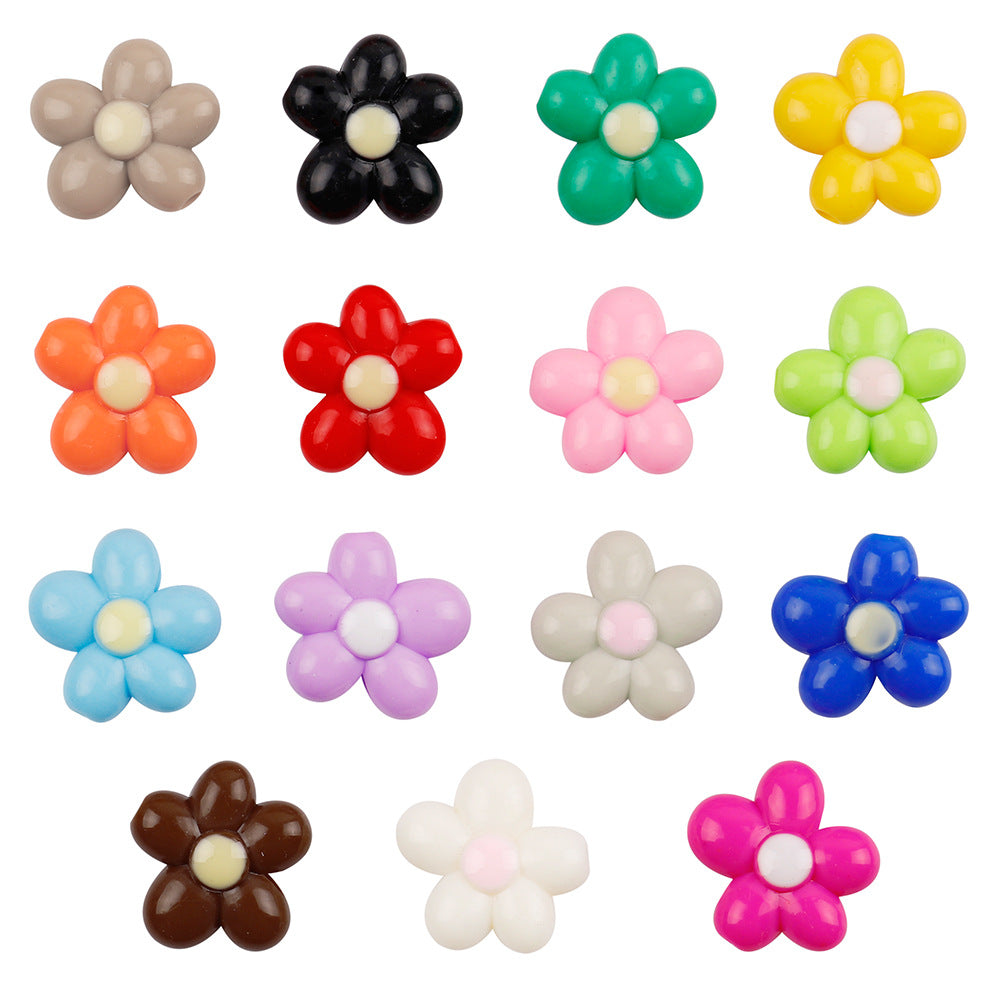 Glow In The Dark Five-Petal Flower Acrylic Beads 21mm Bicolor 10pcs 5