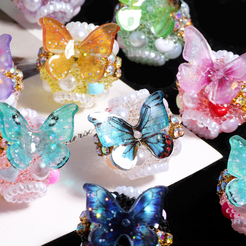 Embellished Bubblegum Beads 20mm Radiant Butterfly Design 5pcs 2