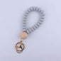 Silicone Beaded Flat Wristlet Keychain with Wood Accent 9