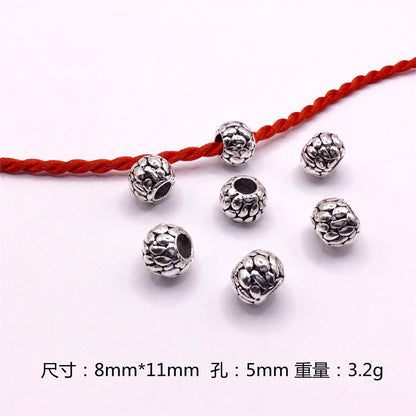 Hollow Spherical Metal Beads Large Hole Intricate Floral Cut-Out 100pcs 10