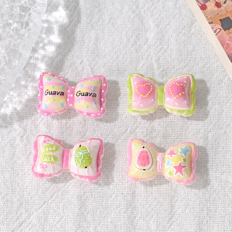 Sweet Pink Bow Acrylic Beads 21mm Decorative 10pcs 4