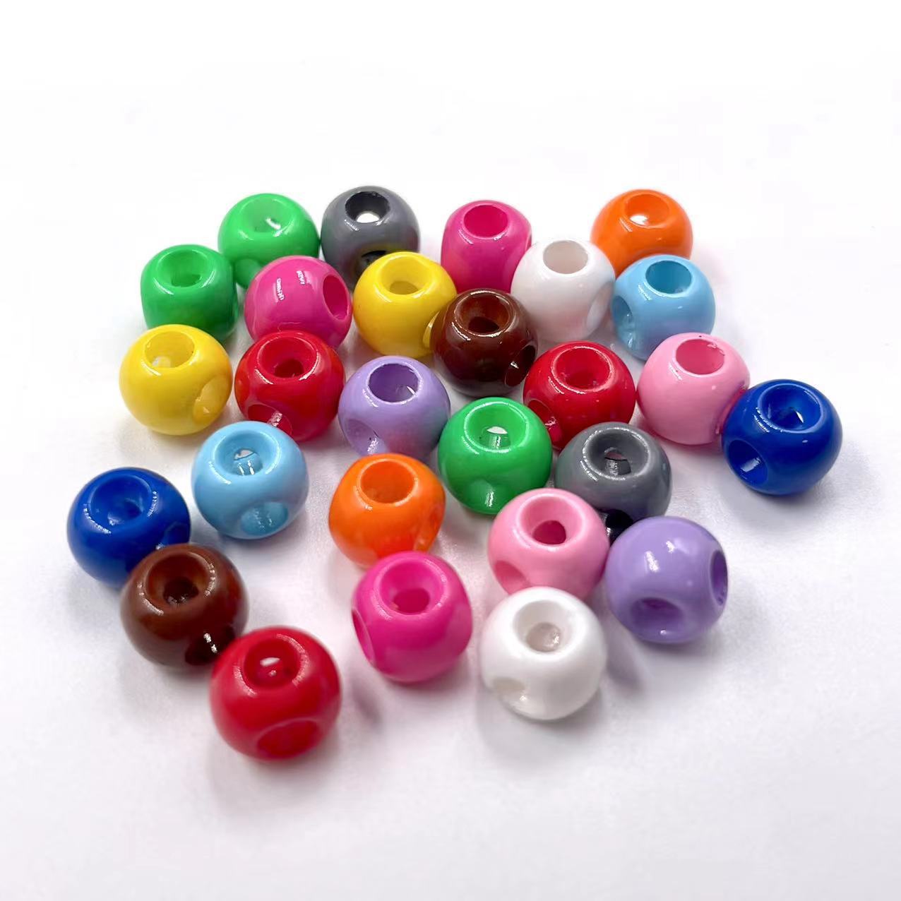 Colored Four-Hole Acrylic Beads Large Hole Chunky Mixed Finishes 100pcs 17