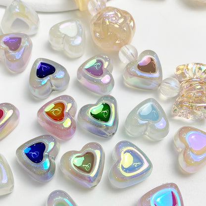 Glow Heart Acrylic Beads 15mm Two-Color Glow In The Dark 50pcs