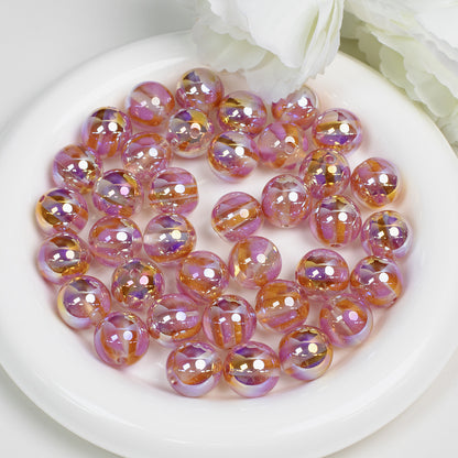 Gild Striped Resin Beads 16mm Round Multicolor 10pcs 14