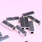 Tube Metal Beads 14x4.6x2.8mm Sun and Moon Silver Tone 200pcs 2