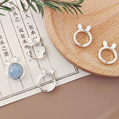 Bunny Ear Metal Beads Frame 17mm Polished Zinc Alloy 30pcs 3