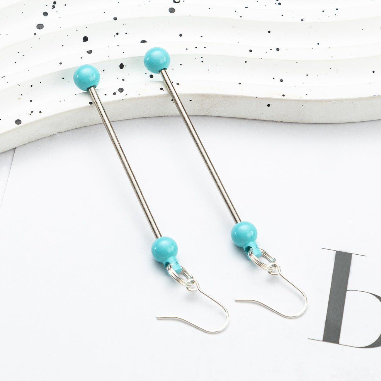 Beadable Earrings Metal Colorful Bar 7.8cm 4.4g Wholesale 16
