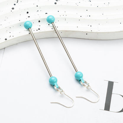 Beadable Earrings Metal Colorful Bar 7.8cm 4.4g Wholesale 16