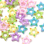 Glossy Hollow Star Acrylic Beads 27mm Pastel Colors 2pcs 4