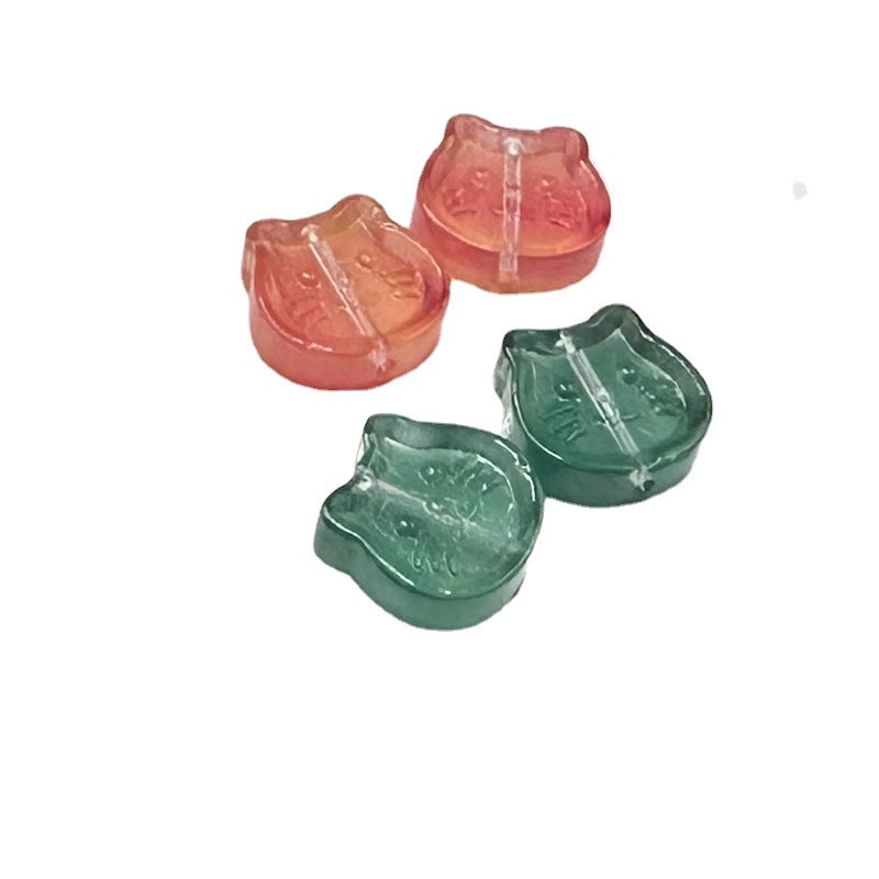 Cat Transparent Glass Beads 14mm Pastel Translucent 100pcs 5