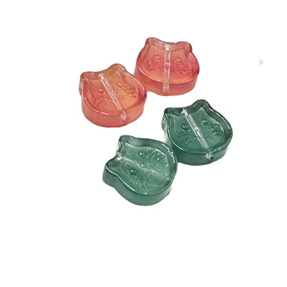 Cat Transparent Glass Beads 14mm Pastel Translucent 100pcs 5