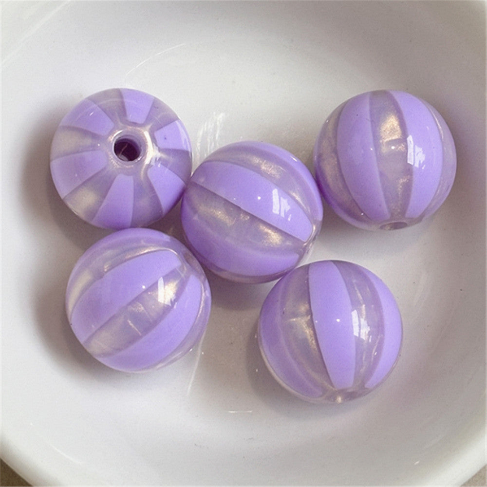 Shimmer Striped Acrylic Beads 16mm Colorful Glossy 100pcs 20