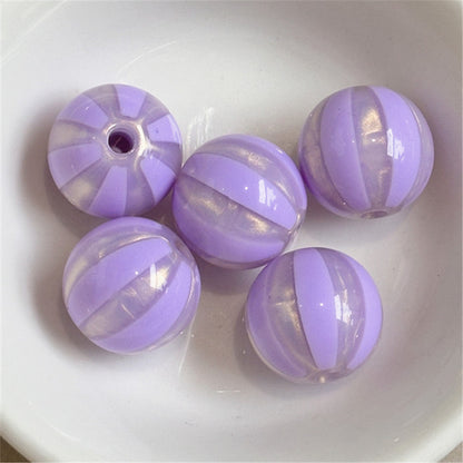Shimmer Striped Acrylic Beads 16mm Colorful Glossy 100pcs 20