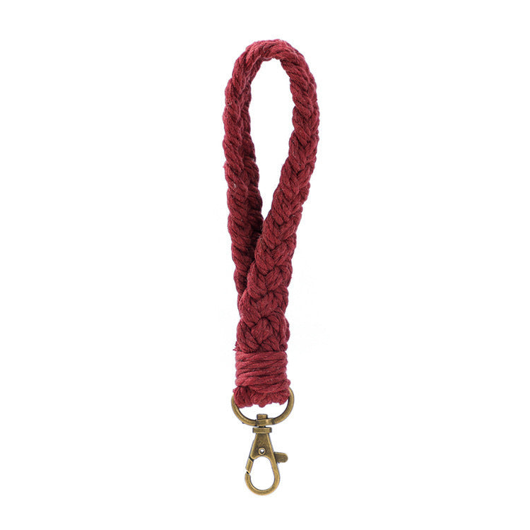 Macrame Crochet Phone Keychain Cotton Rope with Brass Clasp 4pcs 7