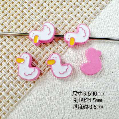 Baking Painted Duck and Strawberry Cake Metal Beads 13/10mm 20pcs 21