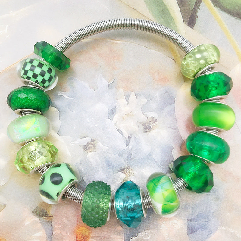 Mixed Design Resin Spacer Beads Green Tone Bulk 40pcs 4