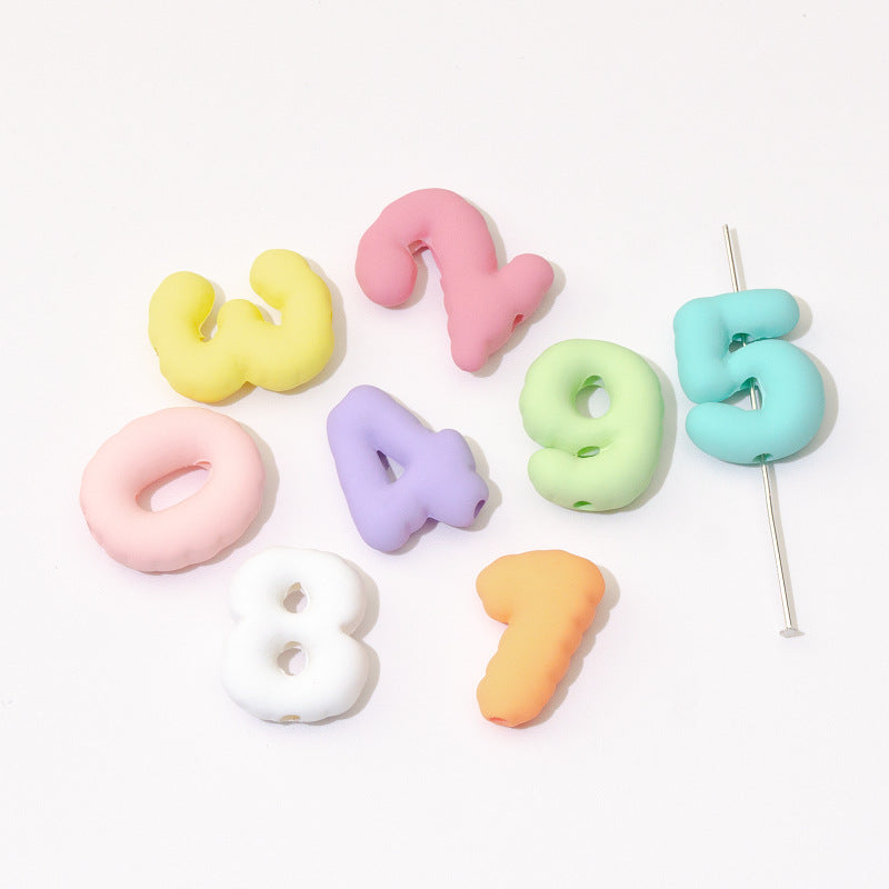 Rubberized Painted Balloon Shaped Number Acrylic Beads 25mm 10pcs 4