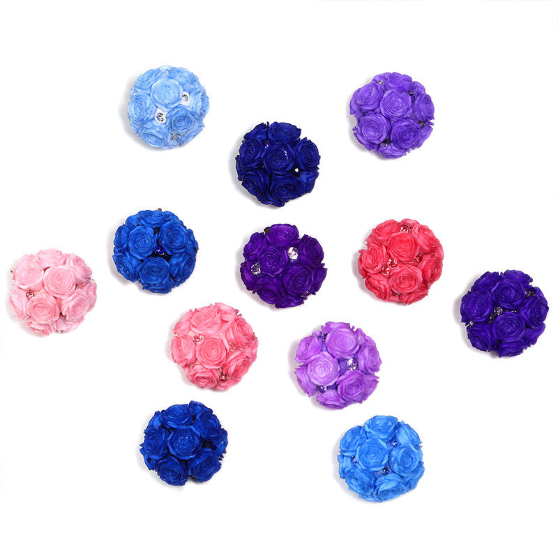 Floral Bubblegum Beads 21mm Fancy Rose Cluster Polymer Clay 10pcs 5