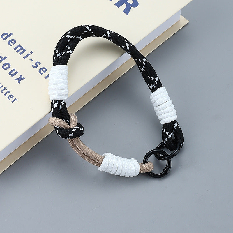 Dual Color Knotted Double Ring Phone Wristlet Keychain Nylon 3pcs 15