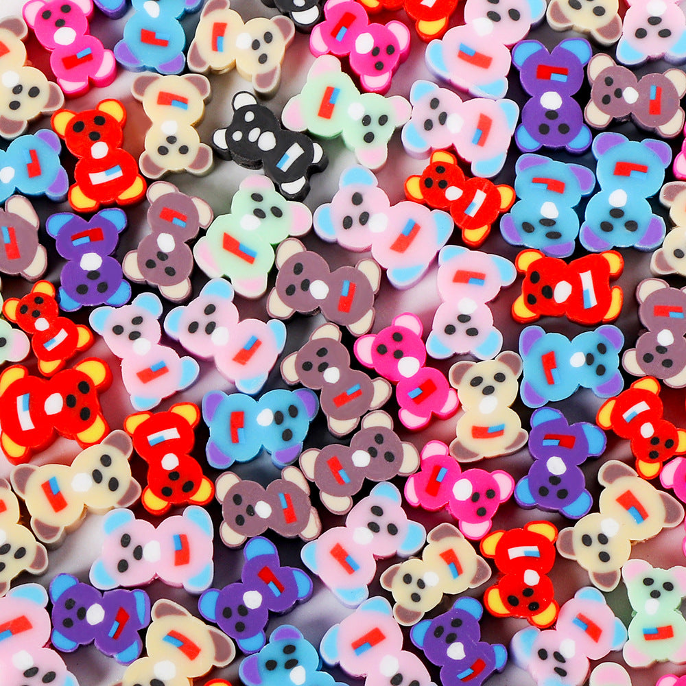 Bear Clay Beads 9mm Colorful Polymer Pattern 200pcs