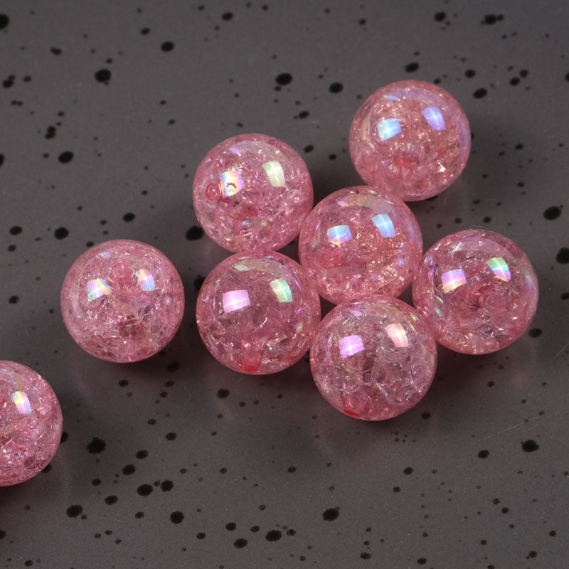 Plating Round Acrylic Beads 16mm AB Colored Crackle 100pcs 10